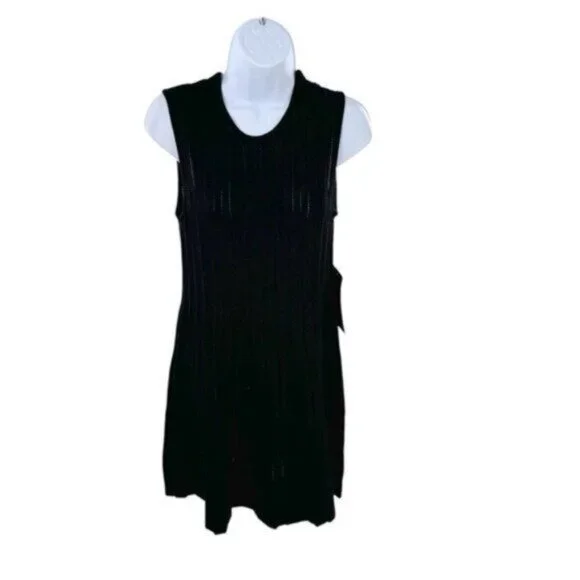 Pomander Place NEW Black Knit Adi Sleeveless A Line Classic Mini Dress Size XXS